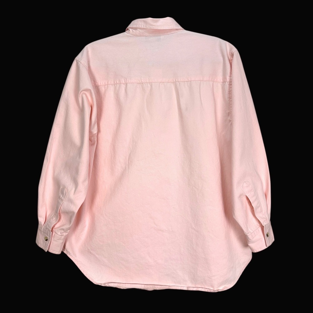 PTNY Pink Cotton Teacher Shirt Embroidered Apples Notebook A+ Vintage Large - Picture 3 of 7